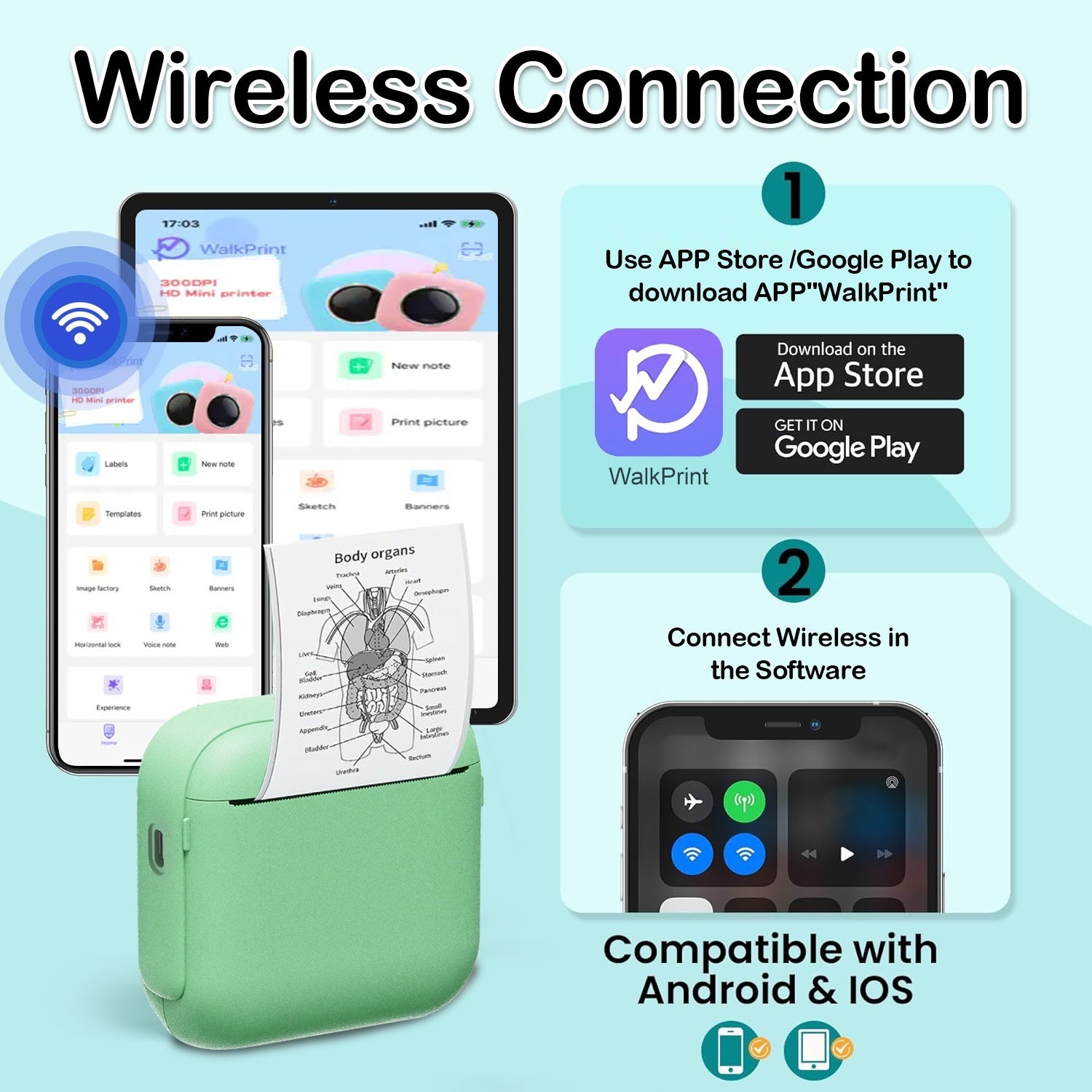 Draagbare Labelprinter – Bluetooth Mini Printer voor Stickers & Labels | Compact & Draadloos Ontwerp